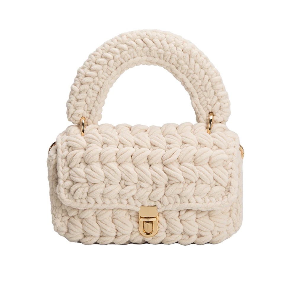 Melie Bianco Avery Chenille Ivory Crossbody Bag